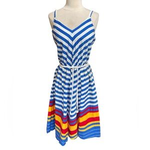 Late 70s/Early 80s Dash-About 100% Cotton V-Neck Bold Chevron Sundress